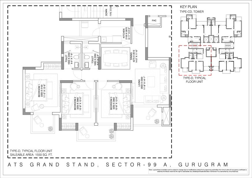 3 BHK floor plan